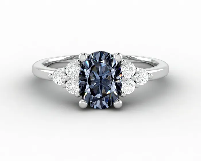 Sapheena Jewelry Rings Astrid 1 12 Ct Oval Cut Grey Moissanite Engagement Ring