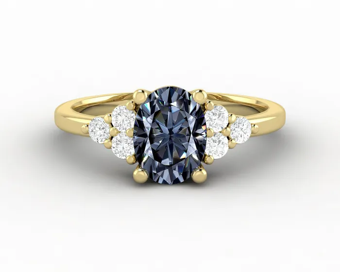 Sapheena Jewelry Rings Astrid 1 12 Ct Oval Cut Grey Moissanite Engagement Ring