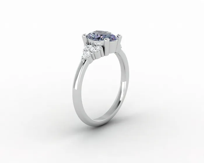Sapheena Jewelry Rings Astrid 1 12 Ct Oval Cut Grey Moissanite Engagement Ring