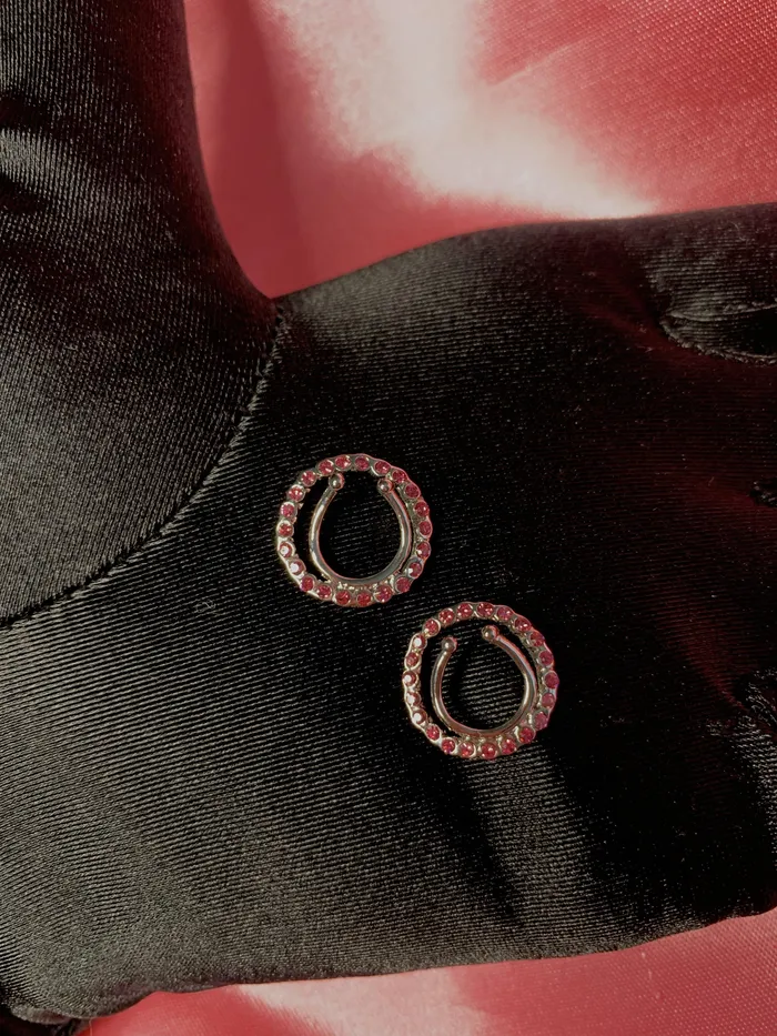 ShopSheAte Earrings Diamonte Fake Nipple Rings