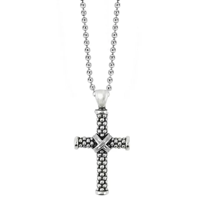 Signature Caviar Caviar Beaded Cross Pendant Necklace LAGOS Necklaces