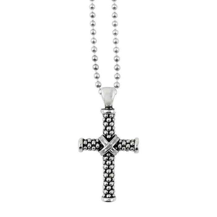 Signature Caviar Caviar Beaded Cross Pendant Necklace LAGOS Necklaces