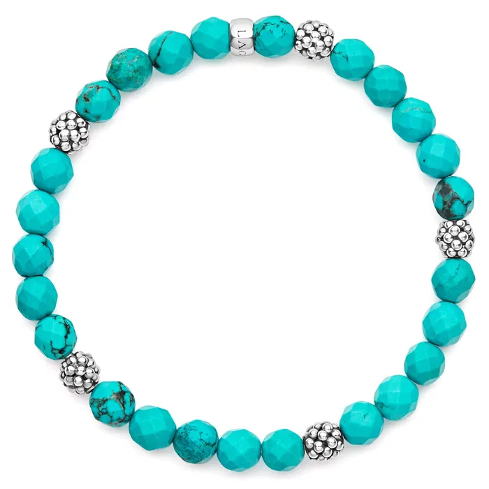 Signature Caviar Five Station Silver Turquoise Bead Bracelet LAGOS Bracelets
