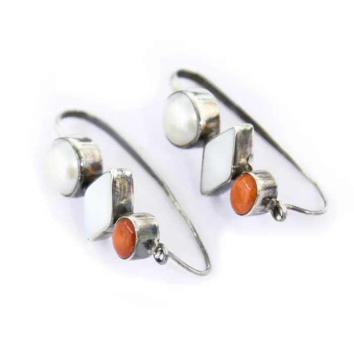 Silver Earrrings with Coral Nanni Gabriella Necklaces