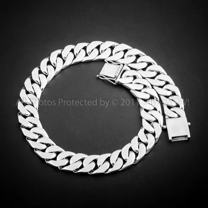silverwow 20mm Heavy Curb Silver Necklace Chain Necklaces