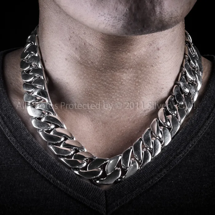 silverwow 20mm Heavy Curb Silver Necklace Chain Necklaces