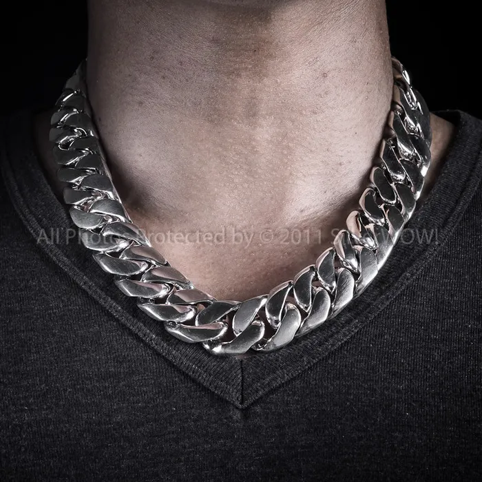 silverwow 20mm Heavy Curb Silver Necklace Chain Necklaces