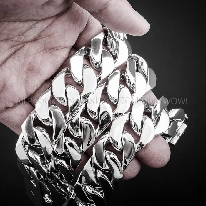 silverwow 20mm Heavy Curb Silver Necklace Chain Necklaces