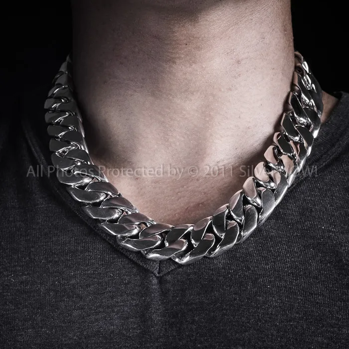 silverwow 20mm Heavy Curb Silver Necklace Chain Necklaces