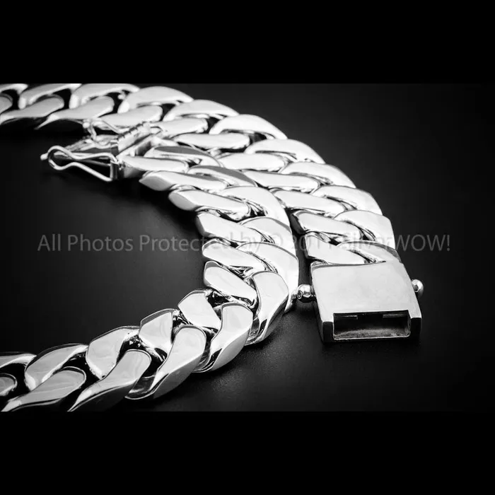 silverwow 20mm Heavy Curb Silver Necklace Chain Necklaces