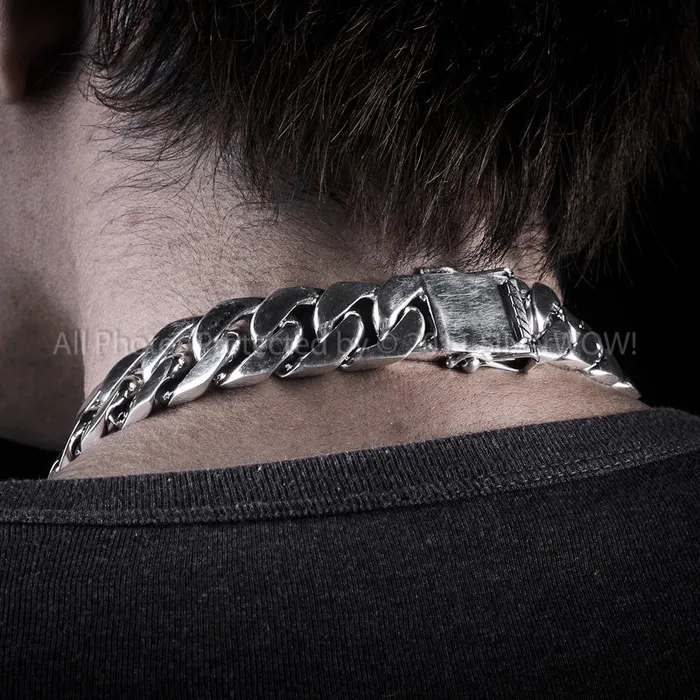 silverwow 20mm Heavy Curb Silver Necklace Chain Necklaces