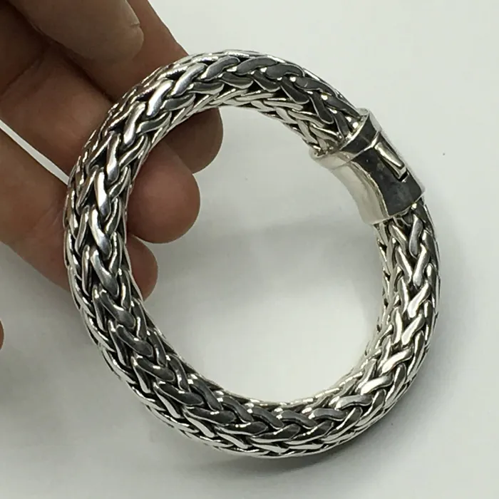 silverwow Bracelets Thick Rounded Rope Weave Bracelet 16mm wide