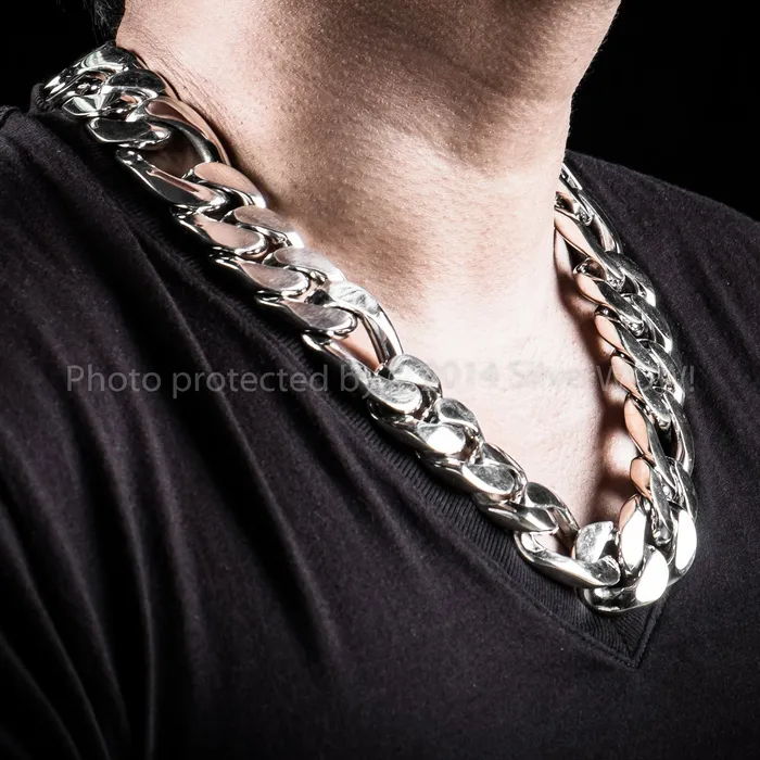 silverwow Necklaces 25mm Silver Figaro Chain Necklace