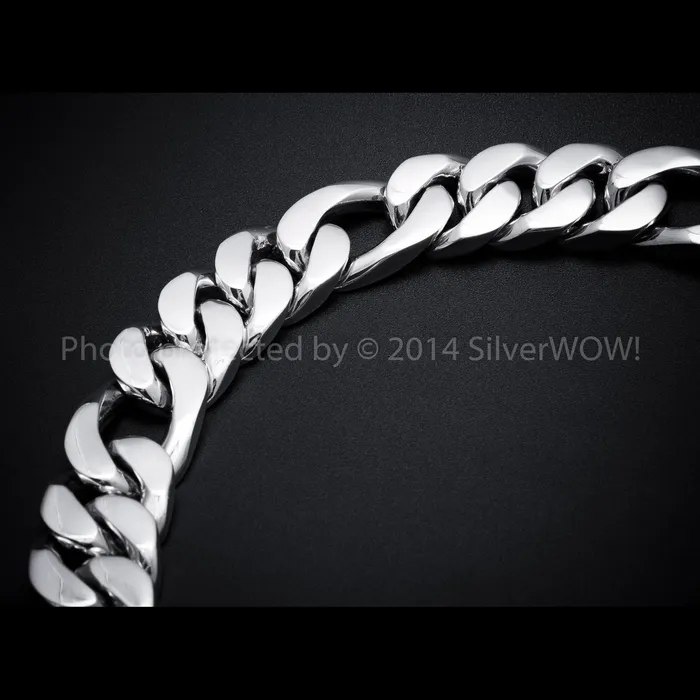 silverwow Necklaces 25mm Silver Figaro Chain Necklace