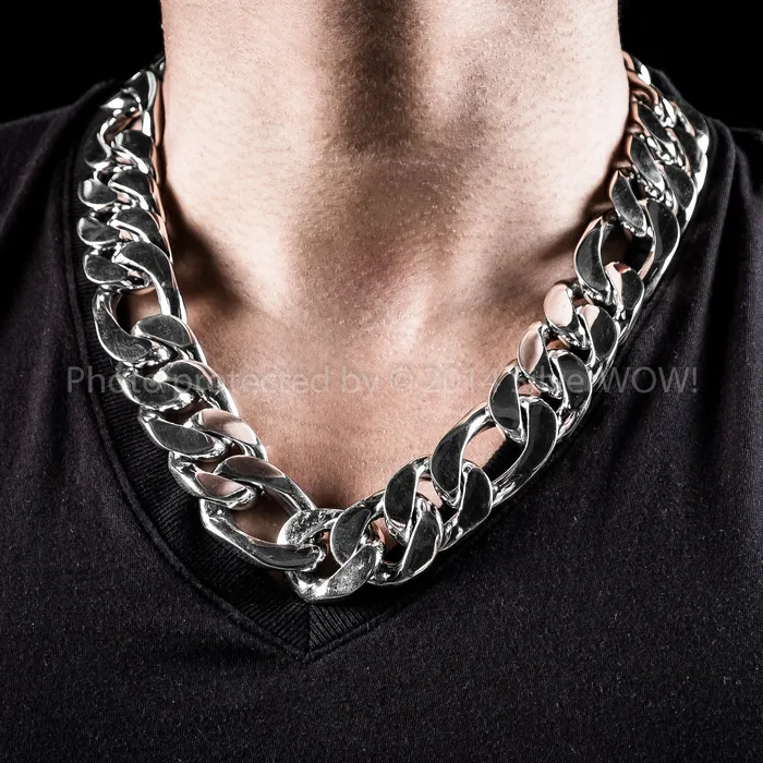 silverwow Necklaces 25mm Silver Figaro Chain Necklace