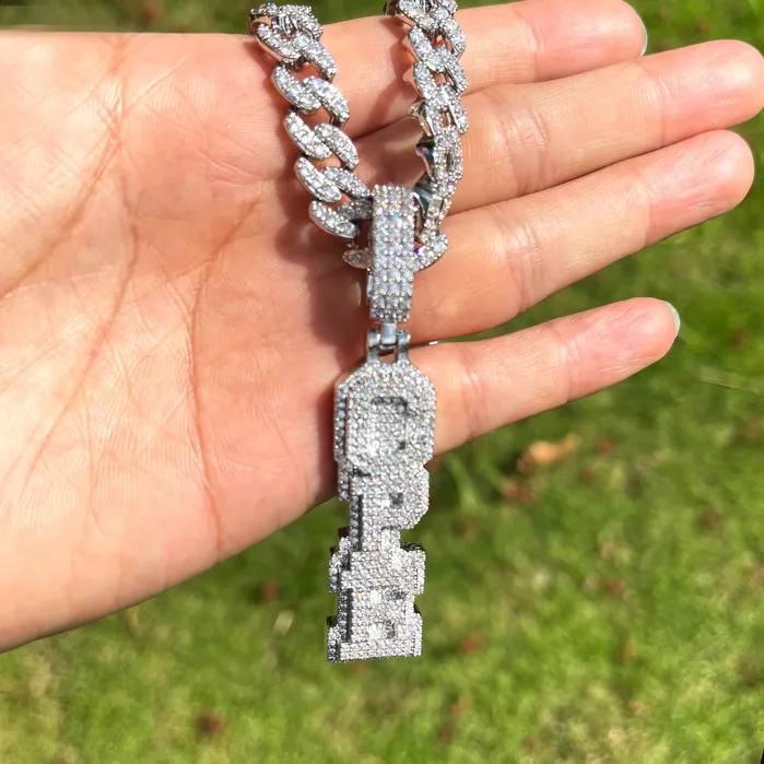 Stacked Letters Iced Out Personalized Custom Name Necklace Pendant Stacked Necklaces