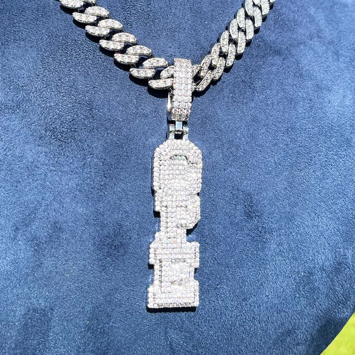 Stacked Letters Iced Out Personalized Custom Name Necklace Pendant Stacked Necklaces