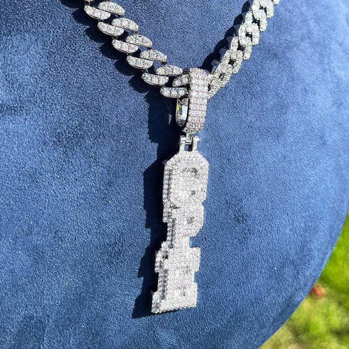 Stacked Letters Iced Out Personalized Custom Name Necklace Pendant Stacked Necklaces