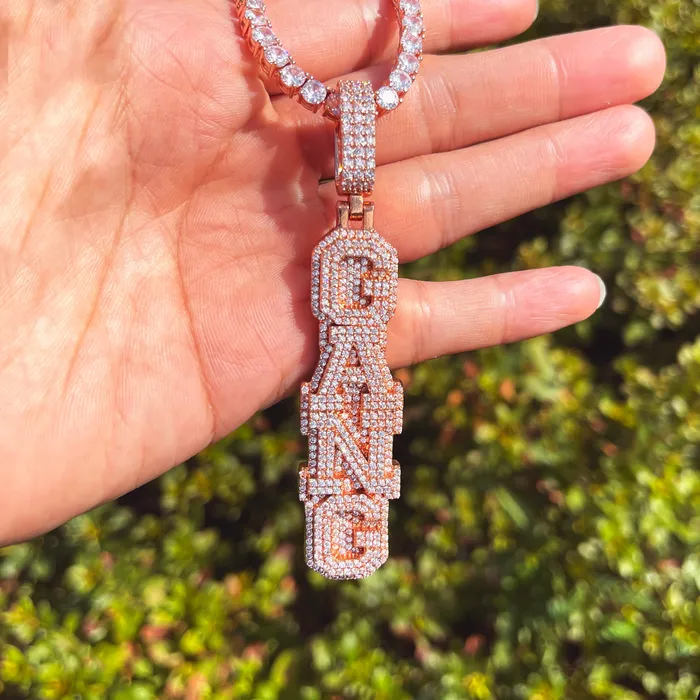 Stacked Letters Iced Out Personalized Custom Name Necklace Pendant Stacked Necklaces