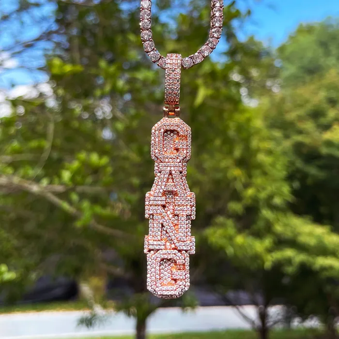 Stacked Letters Iced Out Personalized Custom Name Necklace Pendant Stacked Necklaces