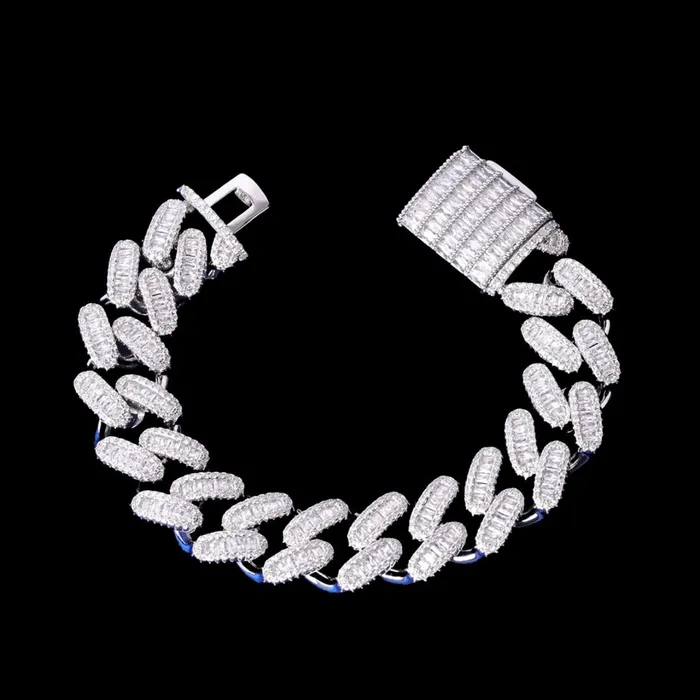 Stones and Baguette Bracelets 15MM Stones and Baguette Special Link Iced Out Diamond Bracelet Stones and Baguette Bracelets 15MM Stones and Baguette Special Link Iced Out Diamond Bracelet