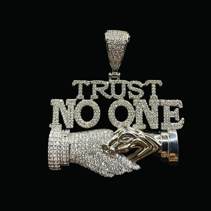 Trust No One Necklaces Trust No One Iced Out Letter Diamond Pendant Necklace Trust No One Necklaces Trust No One Iced Out Letter Diamond Pendant Necklace