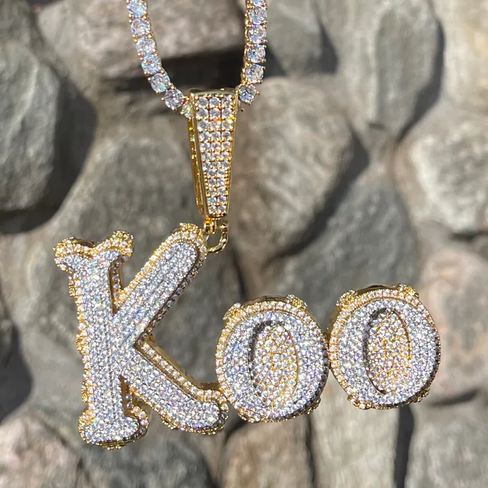 Two Tone Melting Edition Iced Out Personalized Custom Name Necklace Pendant DRIPPY Necklaces