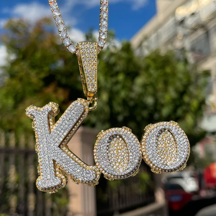 Two Tone Melting Edition Iced Out Personalized Custom Name Necklace Pendant DRIPPY Necklaces
