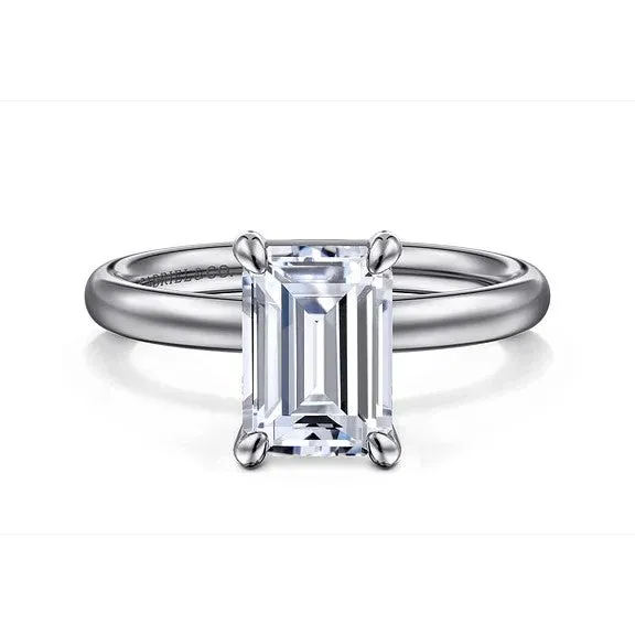 Unite 14K White Gold Emerald Cut Solitaire Diamond Engagement Ring Setting Only GABRIEL CO Rings