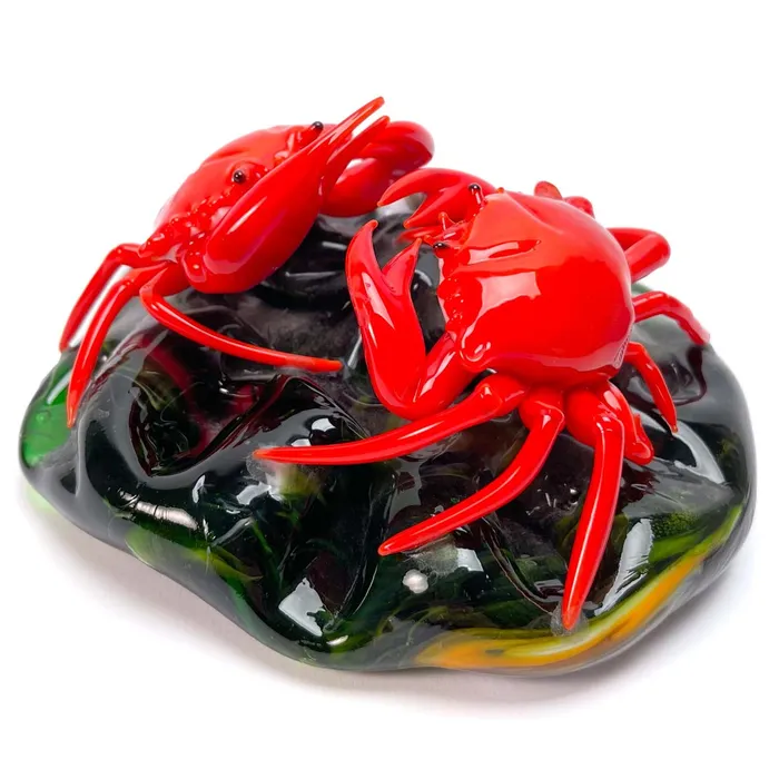 Vianello Mauro Earrings Red Crabs on the Rock Murano Glass