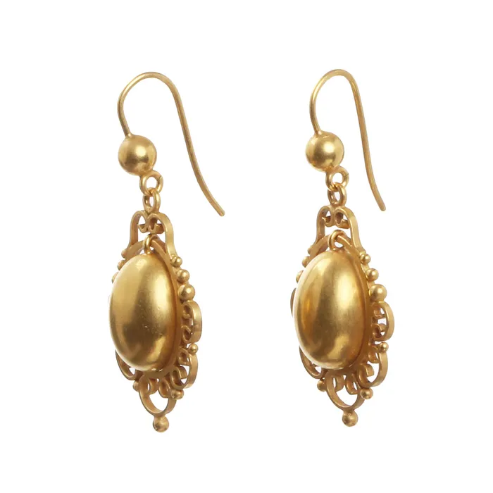 Victorian Era Gilded Earrings Bell Bird Antiques Earrings