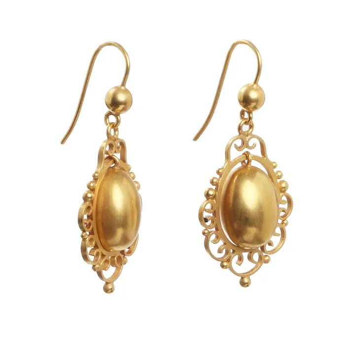 Victorian Era Gilded Earrings Bell Bird Antiques Earrings
