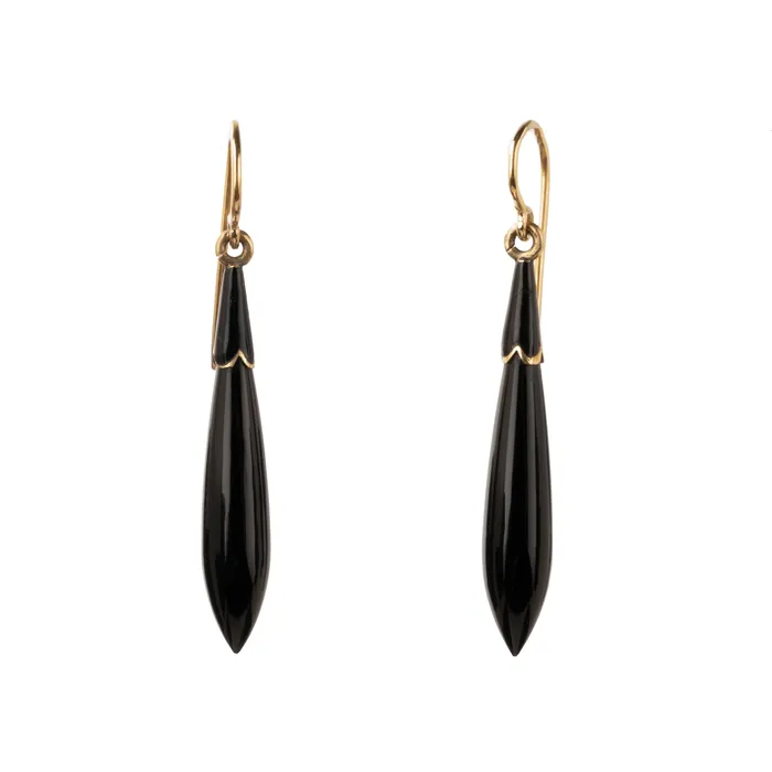 Victorian Era Onyx Earrings Bell Bird Antiques Earrings