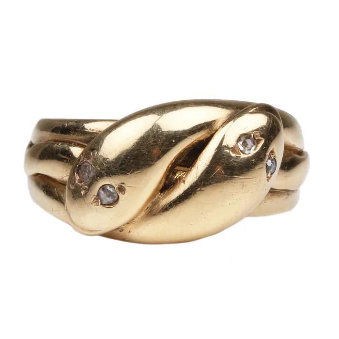 Victorian Twin Snake Ring Bell Bird Antiques Rings