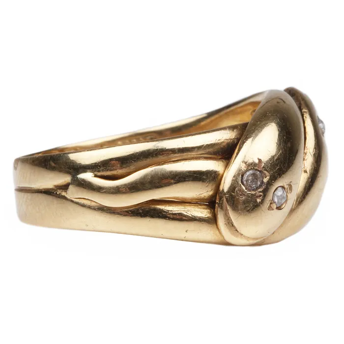 Victorian Twin Snake Ring Bell Bird Antiques Rings