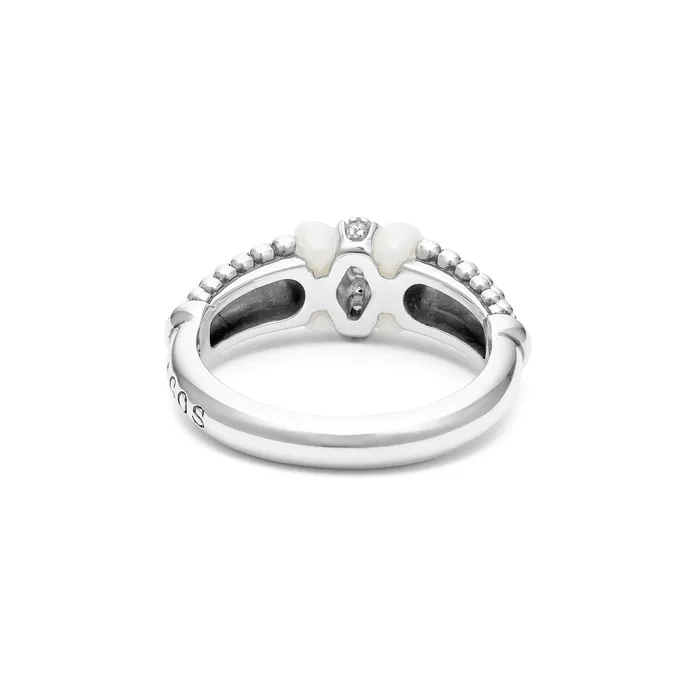 White Caviar Ceramic and Caviar Diamond Ring LAGOS Rings