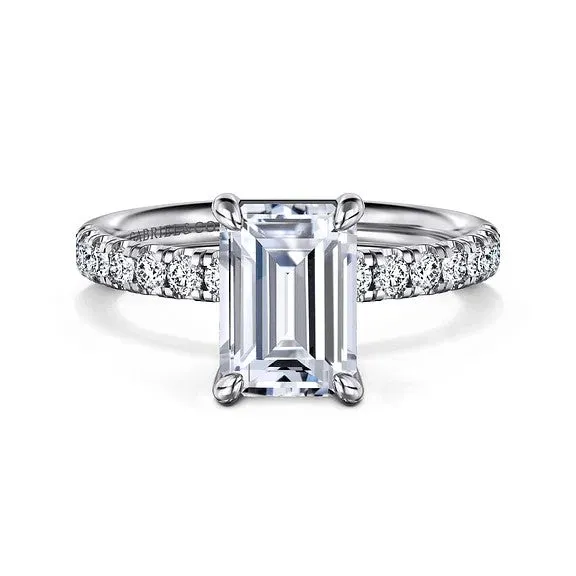 Winslow 14K White Gold Emerald Cut Diamond Engagement Ring Setting Only GABRIEL CO Rings Winslow 14K White Gold Emerald Cut Diamond Engagement Ring Setting Only GABRIEL CO Rings